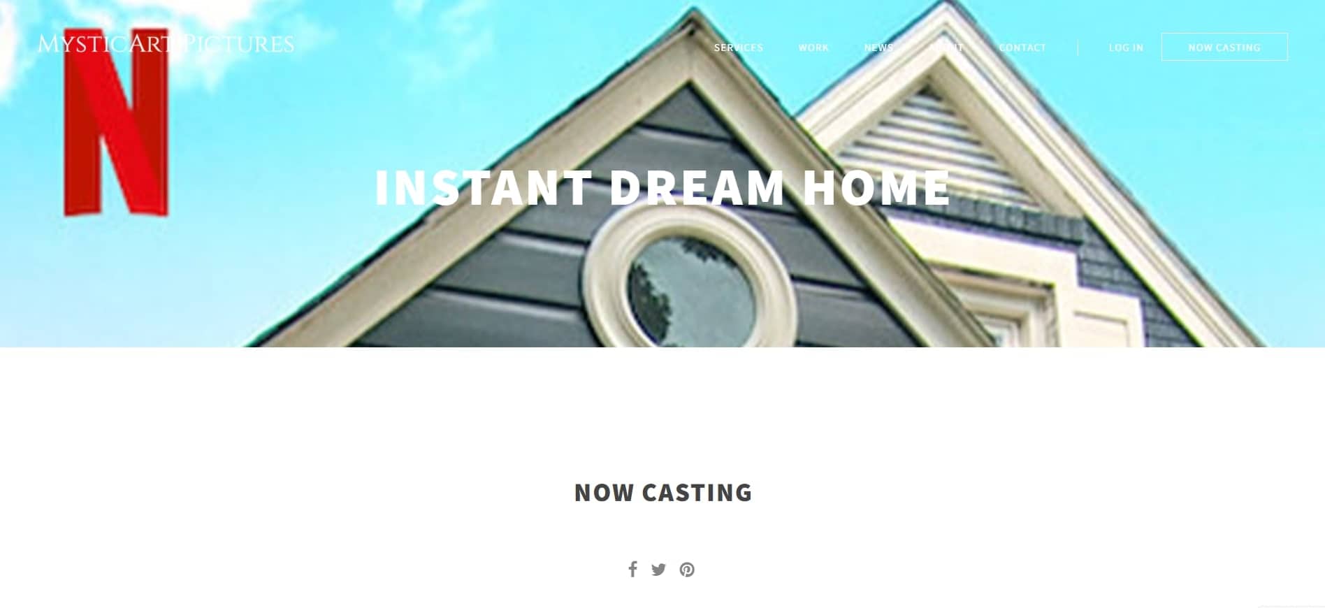 Image of the Instant Dream Home casting application site