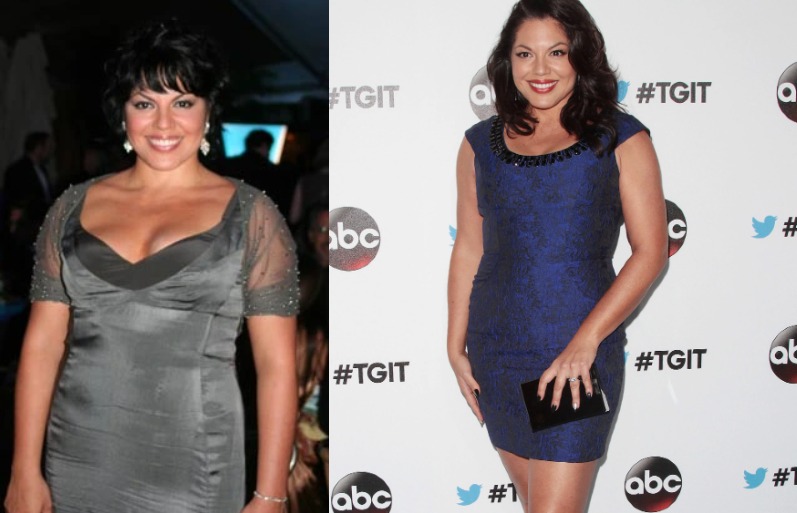 Image of Sara Ramirez before and after her weight loss.